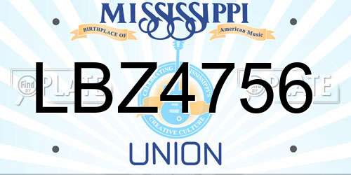 LBZ4756 Mississippi License Plate