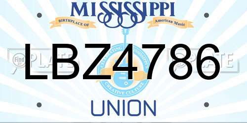 LBZ4786 Mississippi License Plate