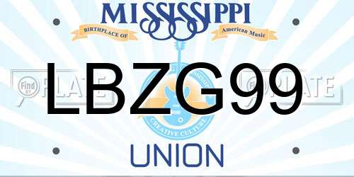 LBZG99 Mississippi License Plate