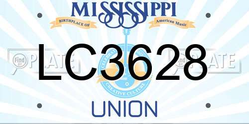 LC3628 Mississippi License Plate