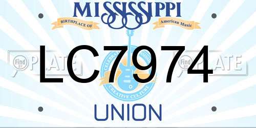 LC7974 Mississippi License Plate