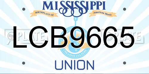 LCB9665 Mississippi License Plate