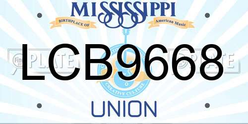 LCB9668 Mississippi License Plate