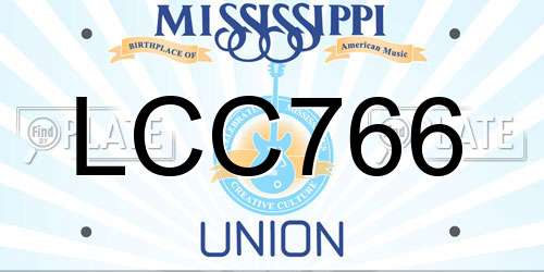 LCC766 Mississippi License Plate
