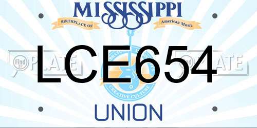 LCE654 Mississippi License Plate