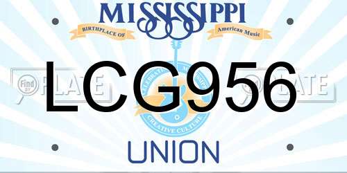 LCG956 Mississippi License Plate