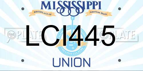 LCI445 Mississippi License Plate