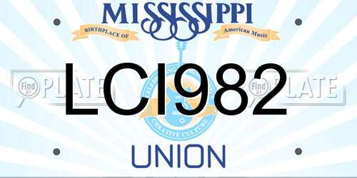 LCI982 Mississippi License Plate