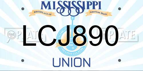 LCJ890 Mississippi License Plate