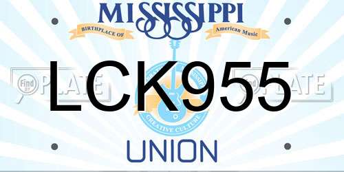 LCK955 Mississippi License Plate
