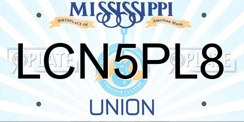 LCN5PL8 Mississippi License Plate