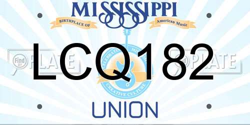 LCQ182 Mississippi License Plate
