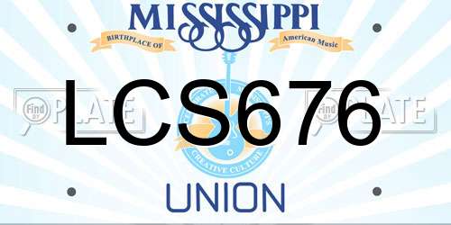 LCS676 Mississippi License Plate
