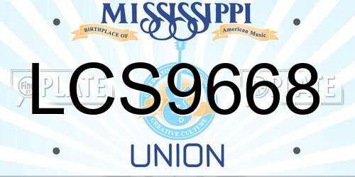 LCS9668 Mississippi License Plate