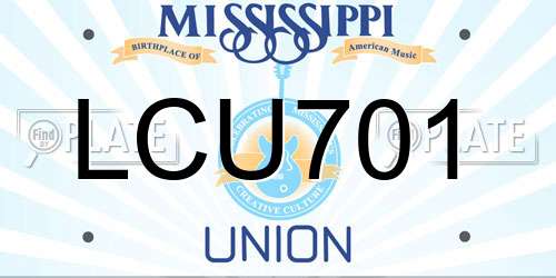 LCU701 Mississippi License Plate