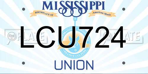 LCU724 Mississippi License Plate