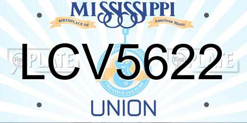 LCV5622 Mississippi License Plate