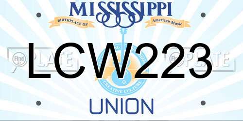 LCW223 Mississippi License Plate