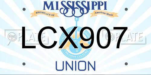 LCX907 Mississippi License Plate