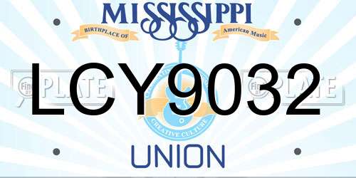 LCY9032 Mississippi License Plate