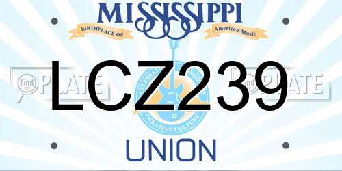 LCZ239 Mississippi License Plate