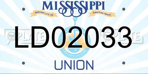 LD02033 Mississippi License Plate