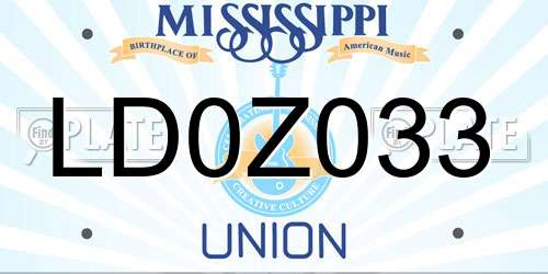 LD0Z033 Mississippi License Plate