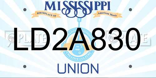 LD2A830 Mississippi License Plate