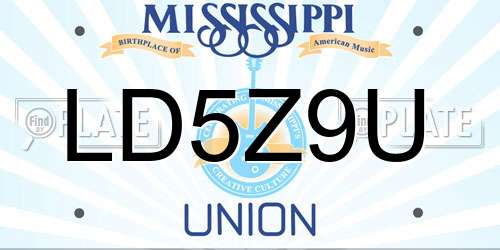 LD5Z9U Mississippi License Plate