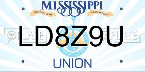 LD8Z9U Mississippi License Plate