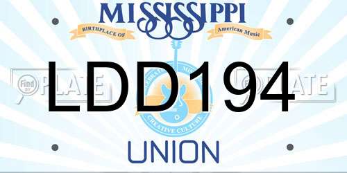 LDD194 Mississippi License Plate