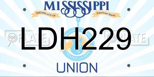 LDH229 Mississippi License Plate