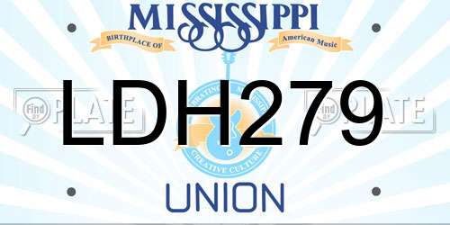 LDH279 Mississippi License Plate