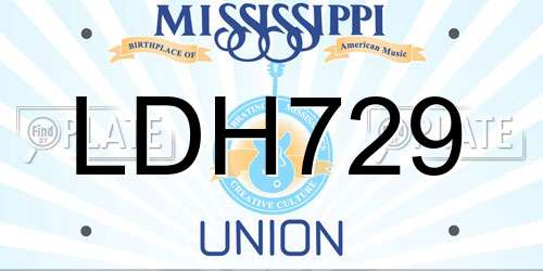 LDH729 Mississippi License Plate