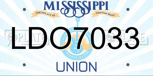 LDO7033 Mississippi License Plate