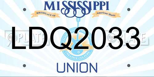 LDQ2033 Mississippi License Plate