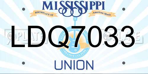 LDQ7033 Mississippi License Plate