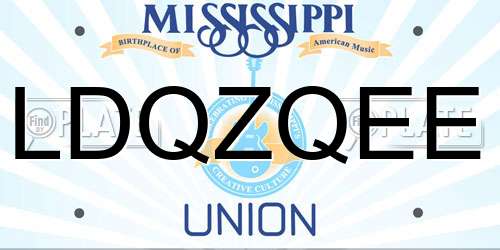 LDQZQEE Mississippi License Plate
