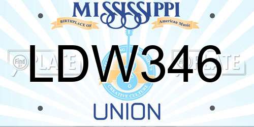 LDW346 Mississippi License Plate