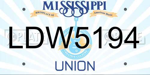 LDW5194 Mississippi License Plate