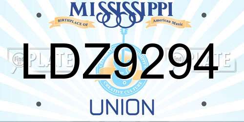 LDZ9294 Mississippi License Plate