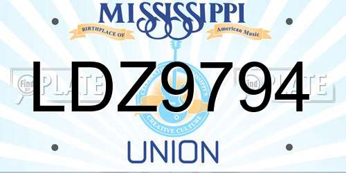 LDZ9794 Mississippi License Plate