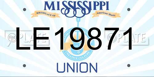 LE19871 Mississippi License Plate