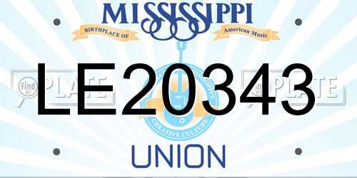 LE20343 Mississippi License Plate