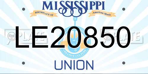 LE20850 Mississippi License Plate