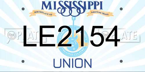 LE2154 Mississippi License Plate
