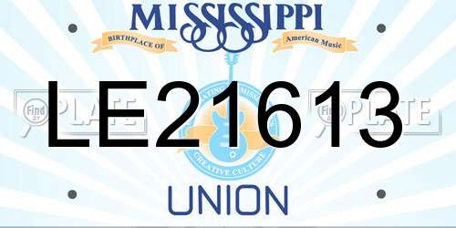 LE21613 Mississippi License Plate