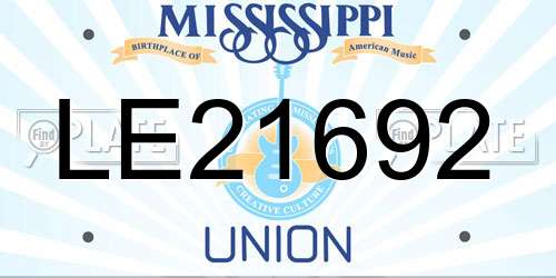 LE21692 Mississippi License Plate