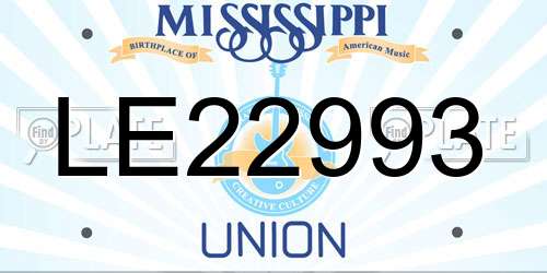LE22993 Mississippi License Plate