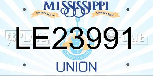 LE23991 Mississippi License Plate